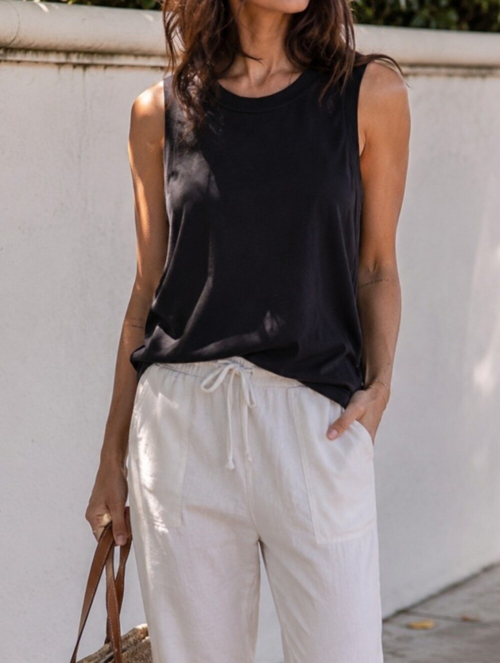 Neon Buddha Black Sleeveless Tank Top Relaxed Minimalist Casual Athleisure